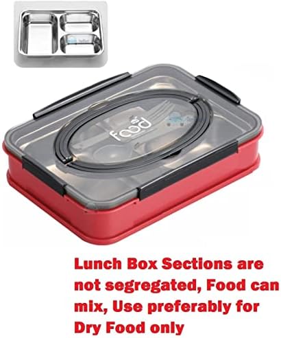 קופסת ארוחת צהריים מבודדת Funblast לילדים-4 תא קופסת ארוחת צהריים מבודדת עם דליפות דליפות קופסת טיפין נירוסטה לבנים, בנות, בית ספר, קופסאות