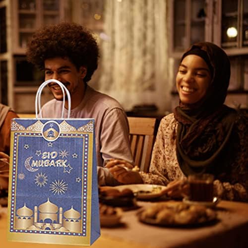 Kuyyfds Eid Mubarak שקיות מתנה קראפט שקיות מסיבת נייר מעדיפות לקישוטים רמדאן קישודים של 20 יחידות שקיות מתנה