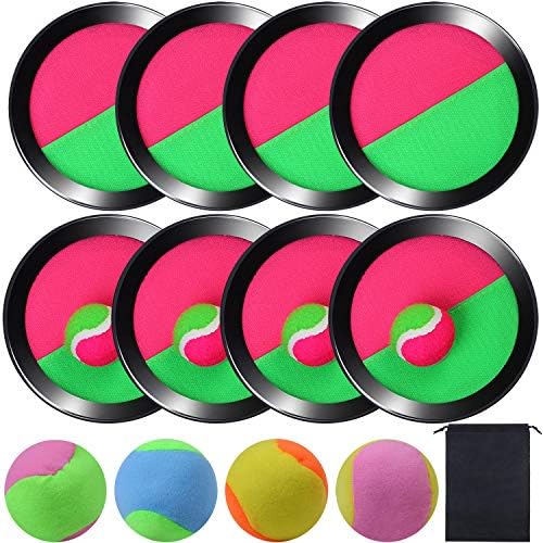 Cooraby Thest and Catch Paddle Game Disc 4 Set Tottle Though ו- Catch Ball Sport Game המתאים לספורט, חוף חוף ומסיבות עם תיק אחסון, 8 משוטים