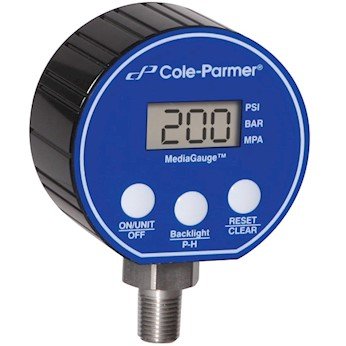 מד לחץ דיגיטלי של Cole-Parmer, 0-500 psi, קוטר 3 , 1/4 npt