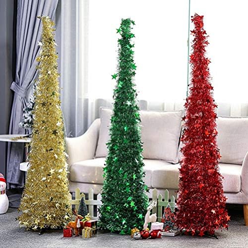 עיצוב בית חורף חורפי עץ חג מולד מתקפל עץ חג המולד מלאכותי עץ אורן פלסטיק עיצוב מפלגה טלסקופית עיצוב בית כ -150 סמ וינטג 'תפאורה ביתית