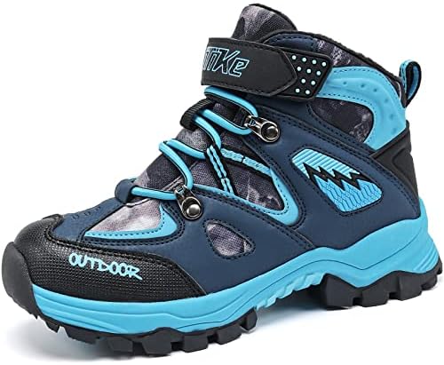 JMFCHI ילדים מגפי הליכה בנים בנות חיצוניות להליכה מטפסים נעלי ספורט נוחות ללא החלקה נעלי שלג מטייל מגף אנטיסקיד אבזם אבזם אבזם