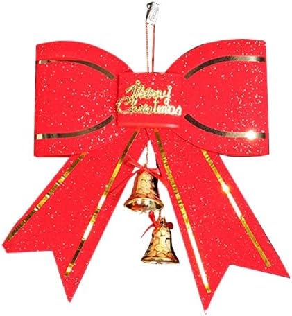 אבני חן אקריליות קישוט עץ חג המולד קישוט עניבת פרפר אדומה 13 סמ עם לוחות ויטראז 'תליון פעמון 17 1/4 x24