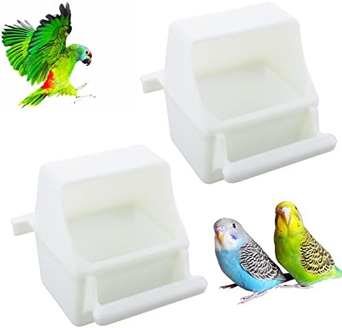 2 יחידות קטן ציפור חריץ מזין אין בלגן כלוב תליית מזין כוס פלסטיק מזון & מגבר; מתקן מים קערה