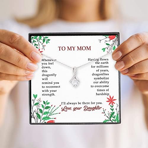 תכשיטי כרטיסי הודעה, שרשרת בעבודת יד - לשרשרת אמא שלי - מתנה לאמא מהבת יום אמהות - AB BV758 - תכשיטים של שרשרת עם קופסת מתנה ליום הולדת