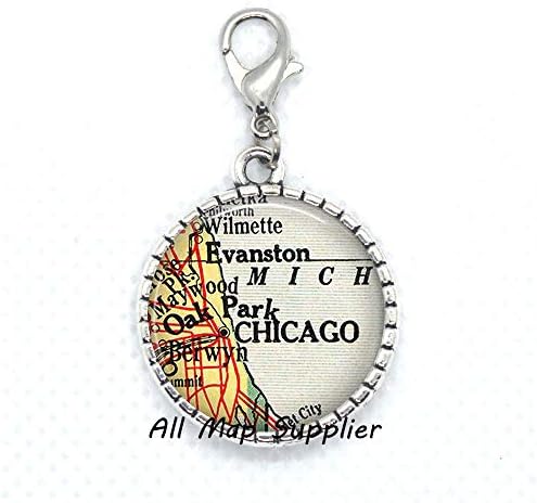 AllMapsupplier אופנה רוכסן מושך את רוכסן המפה של שיקגו משיכה, אבזם לובסטר מפה של שיקגו, רוכסן שיקגו קסם משיכה, שיקגו לובסטר אבזם ， A0002