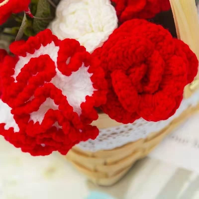וולנוטה חוט סרוג אדום ציפורן סל יד סרוג מתנה פרחים מלאכותיים עשה זאת בעצמך זר בית תפאורה