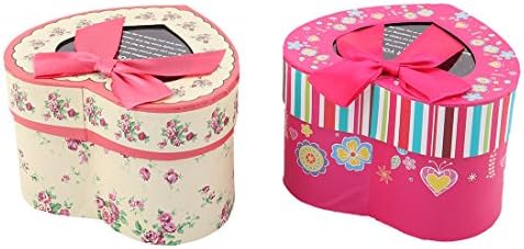 רוילוגוד קרטון הדפס פרחוני עיצוב לב ביתי מתנה הווה קופסא ממתקים 2 יחידות (מזהה: 357 25ד 480 65ד 40ג