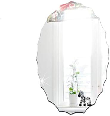 אקריליק מראה קיר מדבקת סגלגל צורת נשלף עבור חלון אמבטיה קיר קיר מדבקות עיצוב הבית כסף