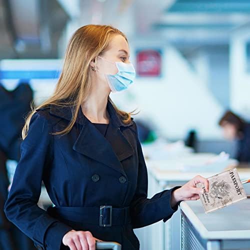 חליפת טיולים דרכון וחיסון כרטיס מחזיק קומבו, נסיעות מסמך בעל מקרה כיסוי, עור דרכון ארנק ארגונית נשים עם וקס חיסון כרטיס מגן חריץ