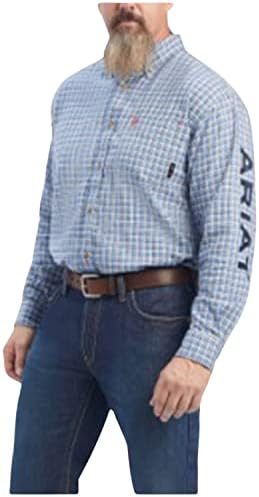 Ariat's Men's Fr Cunningham Conning Check Logo כפתור Down Down Work חולצה טורקיז גדול וגבוה