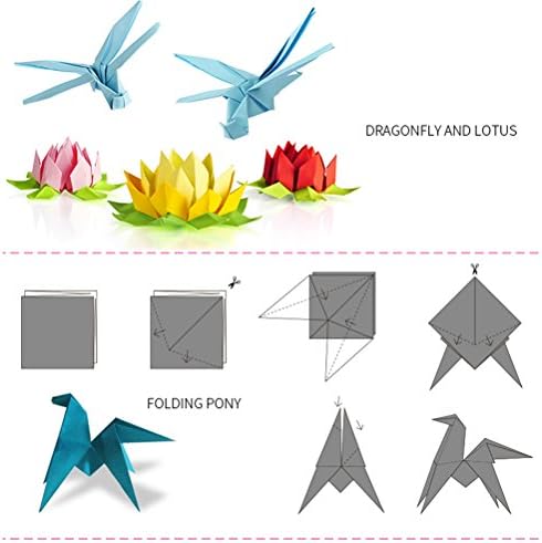 1000 גיליונות נייר אוריגמי, וואו 10 צבעים עזים עם 3 נייר צבע דו צדדי בגודל שונה לילדים