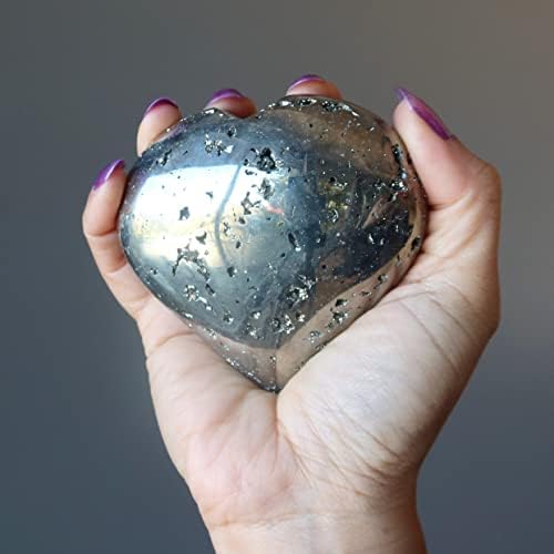 גבישי סאטן פיריט לב נוצץ אבן נוצץ אשכול זהב בשפע 3.75-4.0 אינץ '