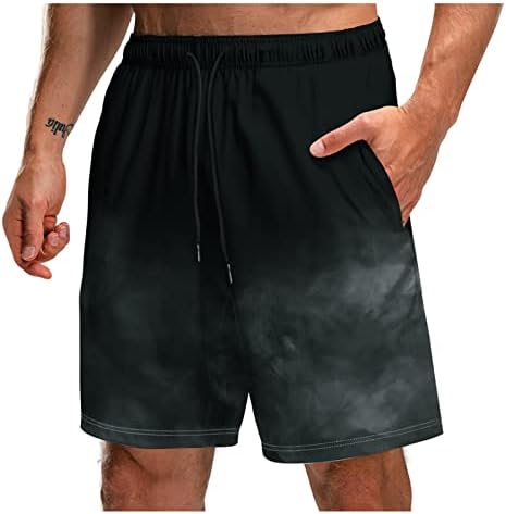 מכנסיים קצרים של ymosrh מכנסיים קצרים לחוף מצחיק לגברים, סדרה שחורה דקה סדרה שחורה תלת מימד מכנסיים קצרים מודפסים עם מכנסיים קצרים