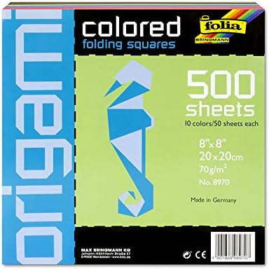 מוצרי אמנות מהיר של Folia אוריגמי נייר מתקפל, 8 x 8, צבעים עשויים להשתנות 500 גיליונות