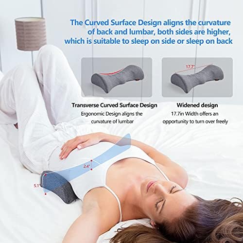 כרית תמיכה המותנית של CozyHealth לשינה, כרית תמיכה בגב תחתון מחומם עם חימום גרפן להקלה על כאבי גב תחתון, כרית מותניים אחורית של קצף זיכרון
