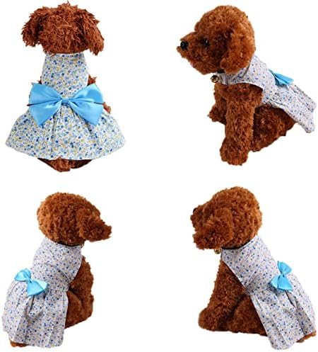 שמלת כלבים ברוקארפ- שמלות נסיכה פרחוניות של גורים, שמלת כלב חצאית טוטו קשתית, בגדי קיץ דקים חמודים חמודים לבגדי קיץ לכלבים קטנים בינונית