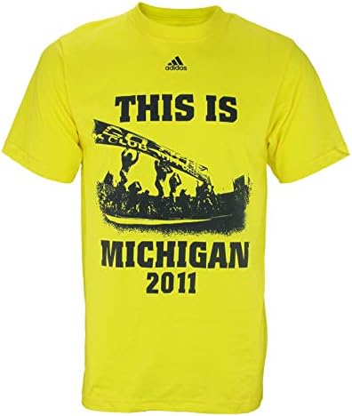 אוניברסיטת אדידס של מישיגן וולברינס NCAA שרוול קצר לגברים 2011 חולצת טריקו לוחות זמנים של כדורגל, צהוב שמש בהיר