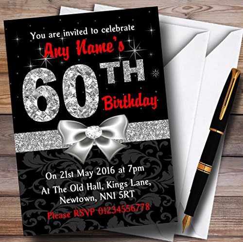 אדום שחור כסף יהלום יום הולדת 60 הזמנות בהתאמה אישית