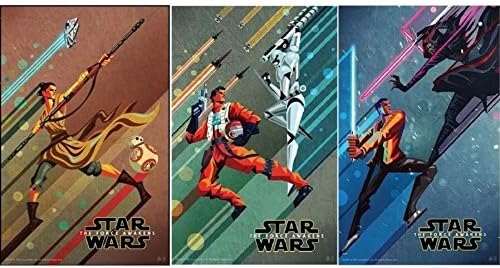 מלחמת הכוכבים הכוח מתעורר סט של 3 כרזות סרטי פרומו מקוריים 11 x17 2015 DMR נדיר