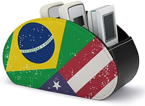 וינטג 'אמריקאי דגל ברזיל טלוויזיה טלוויזיה טלוויזיה מרחוק לשלט רחוק תיבת מארגן אחסון עם 5 תאים לשולחן העבודה של המשרד הביתי