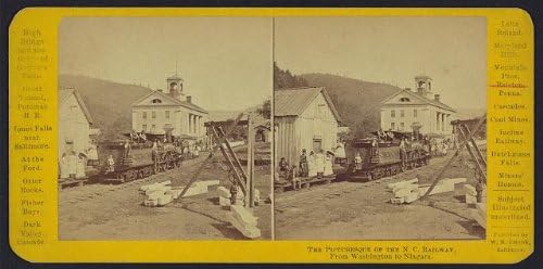 צילום היסטוריים: תמונה של סטריאוגרפיה, Mountain Pass, Ralston, Pennsylvania, PA, 1870, תחנת הרכבת