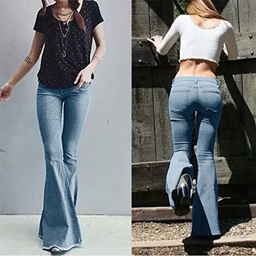 Lariau Strets Jeans לנשים מתלקחות בכיס אמצע ציצית דקה y2k מכנסי מכנסי מכנסי מכנסיים
