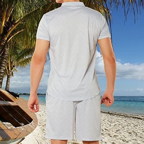 סטים קצרים של גברים תלבושות תלבושות 2 חלקים של אימונית קיץ חולצת פולו שרוול קצר ומכנסיים קצרים סט חליפת ספורט מזדמנים