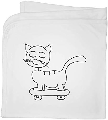 Azeeda 'Skateboard חתול' שמיכה/צעיף כותנה כותנה
