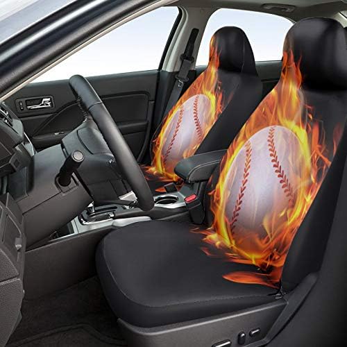 Baseball Baseball Fire Lightning Blignning Carical Drint Car מכסים כרית מושב קדמית קדמית אוניברסלית לרכב שטח/מכוניות/משאיות, מופשט ספורט