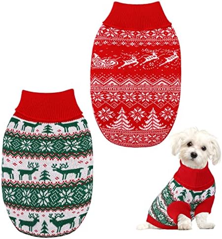 Pedgot 2 חבילה סוודרים של חיות מחמד לחג המולד חג המולד סוודרים לחופשת כלב סוודרים מצחיקים תחפושת לחיות מחמד לחג המולד בגדים חמים אייל,