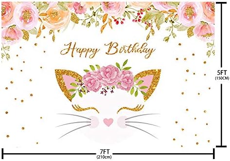 מהופונד ורוד חתול מסיבת יום הולדת קישוטי רקע לילדה מסיבת יום הולדת ורוד פרחוני חמוד מיאו לחיות מחמד ספקי צד צילום רקע באנר עוגת שולחן
