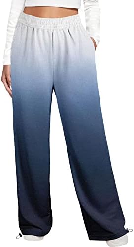מכנסי טרניעה של Shllale Cinch תחתונים לנשים עם כיסים רופפים מכנסיים רופפים מכנסיים מכנסי כושר רגל רחבים מכנסי אימון הדפס