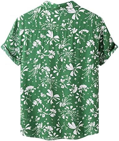מעילי חג המולד של Wybaxz לחולצת אופנה מזדמנת לגברים גברים פרח הוואי מודפס חולצה עליונה רופפת שרוול קצר