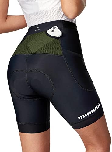 Heathyoga נשים 4D מכנסי אופניים מרופדים עם כיסים ריפוד מכנסי רכיבה על אופניים מנוסים מכנסי אופניים קצרים אופניים מכנסיים קצרים