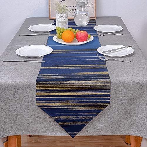 תקציר שולחן שיש רץ 36 אינץ 'אורך שיש כחול זהב קווים סדוקים רצים שולחן רצים כחולים שידה יוקרה צעיפים שיש עיצוב מרקם רצים דקורטיביים למפגשי