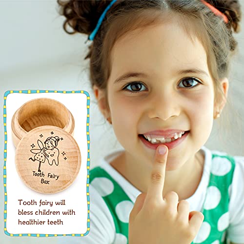 פיית שיניים תיבת עבור בנים ובנות עץ תינוק שיניים פיות מחזיק לילדים שן אחסון ושומר תיבת פיות מזכרת ארגונית עם בקבוק ופינצטה עבור שיניים
