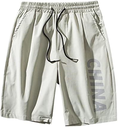 מכנסיים קצרים של Akimpe לגברים, מכנסי צבע אחיד בקיץ מודפסים ספורט ספורט מזדמן רופף רופף מכנסיים קצרים ישרים