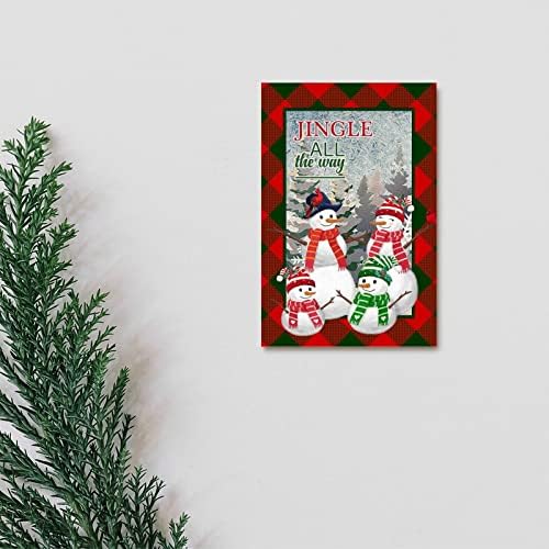 אספקת מסיבות חג המולד ג'ינגל לאורך כל הדרך שלט עץ איש שלג ירוק אדום בופלו משובץ שלט עץ קישוטי קישודים קלאסיים רעיונות חידושים למשפחה של
