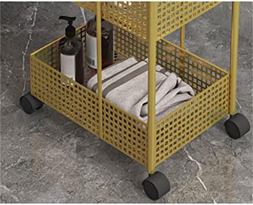 סקנדינבי ברזל מדפי שינה מטבח מתכת נשלף אמבטיה אחסון מתלה עם גלגלי עגלה