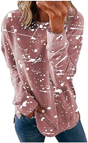 נשים 2022 צמרות אופנה סתיו צווארון קרקע זקן שרוול ארוך סווטשירט סווטשירט פסים מודפס צדדי פיצול חולצות חולצות
