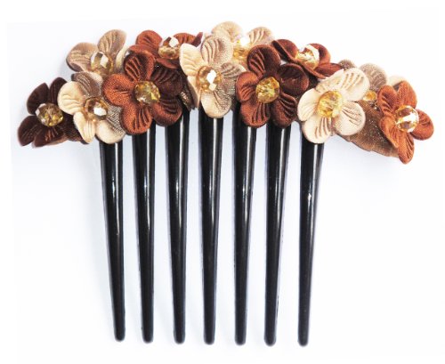 צרפתית טוויסט שיער מסרק לקשט דייזי פרחים חום שני טון עשוי בד