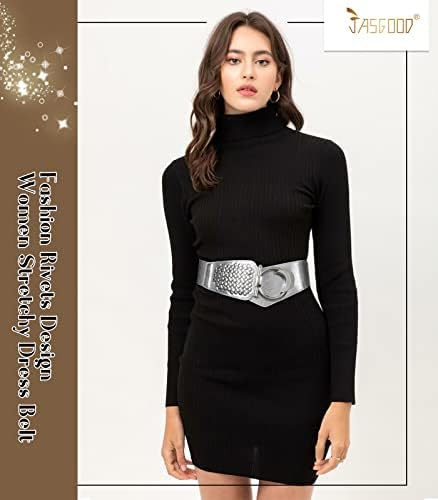 אופנת נשים ג'סגוד וינטג 'חגורת מותניים אלסטית רחבה לשמלות ליל כל הקדושים/חגורת חג המולד עם מסמרות חתיכות