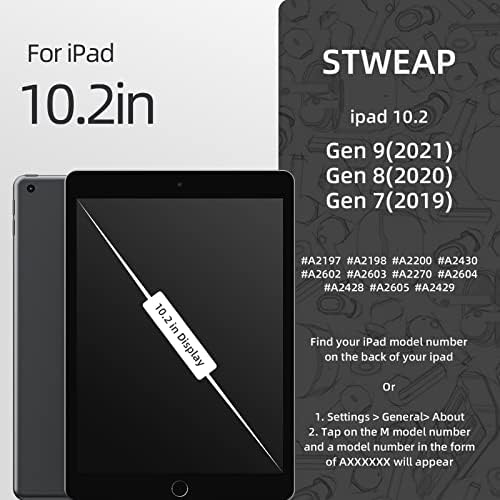 STWEAP iPad 9/8/7 דור מגן על מסך מארז, אטום לזעזוע עם מחזיק עיפרון רצועת יד מסתובבת ורצועת כתף עמדת, מארז לאייפד 10.2 אינץ