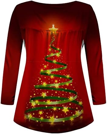 עץ חג המולד של ניאון חולצות טי לנשים כפתור אופנה למעלה חולצת הנלי לבוש מזדמן גבוה קפלים תחתונים קפלים חולצה חולצה