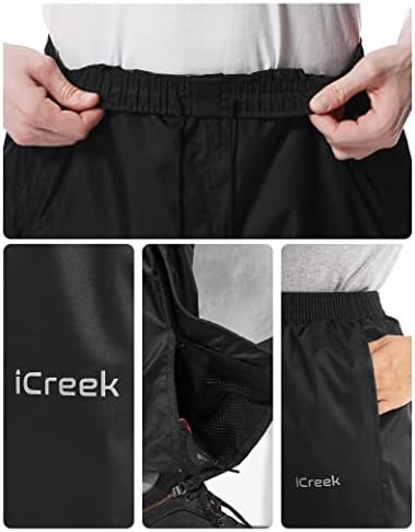 מכנסי גשם לנשים של ICREEK אטום מים אטום לרוח קל משקל על מכנסיים פועלים גשם בחוץ לטיולים רגליים, גולף, דיג