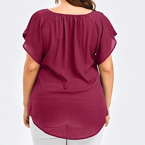 חולצות חולצות לנשים כיכר צוואר קיץ קצר שרוול טרנדי מזדמן בציר לנשימה בתוספת גודל פסים