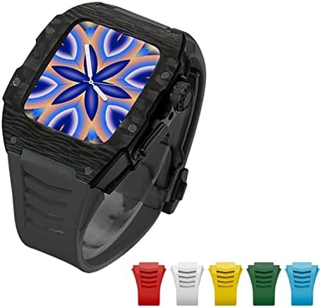 Czke Luxury Diamond Case+6PCS להקה עבור Apple Watch 7 45 ממ פס סיבי פחמן מתקדם לסדרת IWatch סדרה 6 5 4 SE 44 ממ ערכת סגסוגת טיטניום
