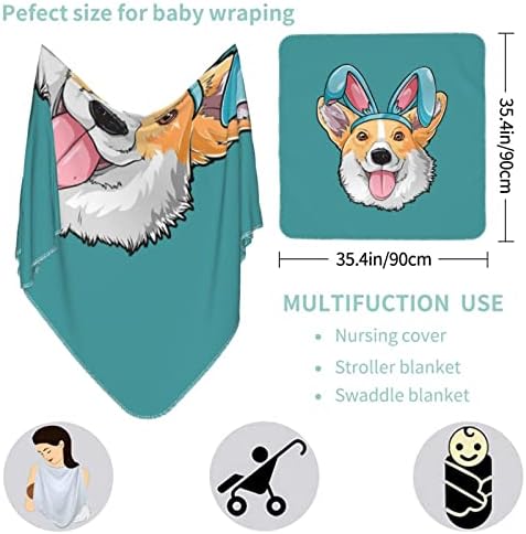 Waymay Bunny Bunny Corgi שמיכה לתינוקות מקבלת שמיכה לתינוקות של חוטית יילוד עגלת פעוטון