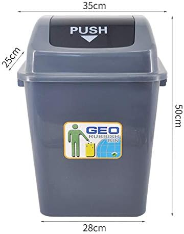 פח אשפה של Sshhi, כיסוי נדנדה PP חומר קיבולת גבוהה הגנה על הסביבה דלי אחסון פסולת מתאים למסעדות חיצוניות עמידות / אפור / 20L